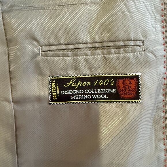 San Tropez Uomo Men's Suit 40L Gray Super 140s Merino Wool 2-Piece Classic Fit - Picture 6 of 16